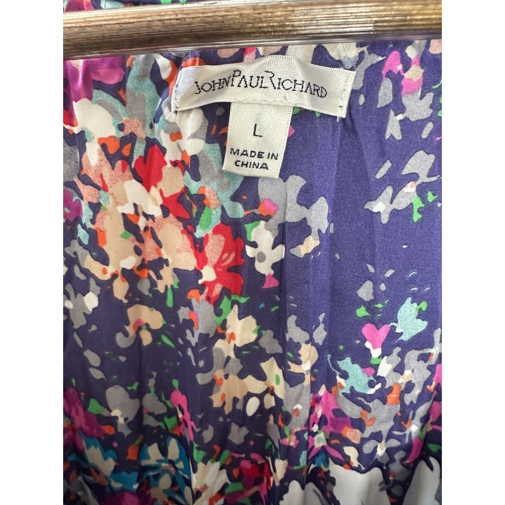 John Paul Richard 2 Pc Floral Lace Trim Tunic Top & Cami Mini Dress Purple Large - Picture 5 of 11